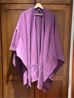 APOSTROPHE Purple Open-Front Poncho Wrap